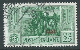 1932 EGEO CASO USATO GARIBALDI 25 CENT - U26-9 - Ägäis (Caso)