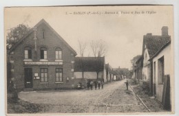 CPA BARLIN (Pas De Calais) - Bureau Des Postes Et Rue De L'Eglise - Barlin