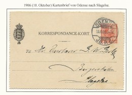 DANEMARK - 1906 - MICHEL Nr. K23 - CARTE-LETTRE ENTIER POSTAL De ODENSE Pour SLAGELSE - Ganzsachen