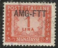 TRIESTE A 1949 1954 AMG-FTT SOPRASTAMPATO D´ITALIA ITALY OVERPRINTED SEGNATASSE TAXES TASSE LIRE 1 USATO USED - Impuestos