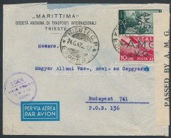 1947 Cenzúrás Légi Levél Budapestre / Censored Airmail Cover To Hungary - Other & Unclassified