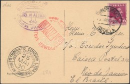 1930 Zeppelin Képeslap Brazíliába / Zeppelin Postcard To Rio De Janeiro 'SEVILLA' - Other & Unclassified