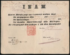 1853 ElÅ‘nyomott Pénzutalvány / Money Order, Nyomtatott / Printed Lasi (cirill Nyelven) - Other & Unclassified