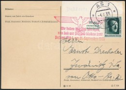Sudetenland 1938 Blokkból Kitépett Bélyeg LevelezÅ‘lapon / Postcard 'ASCH 1' - Other & Unclassified
