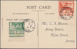 Jersey 1943 ElsÅ‘ Napi Képeslap / Mi 3-4 On First Day Postcard - Other & Unclassified
