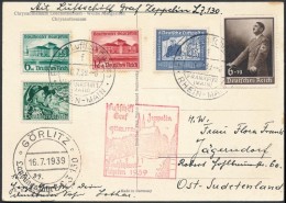 1939 Zeppelin Görlitzi Repülés Képeslap / Zeppelin Landing In Görlitz Postcards - Other & Unclassified