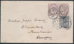 1887 1/2p + 2 X 1p Levélen Magyarországra / On Cover To Hungary - Other & Unclassified