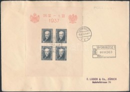 1937 Blokk Mi 4 A5-ös MéretÅ± Ajánlott Levélen / Mi Block 4 On Registered Cover... - Other & Unclassified
