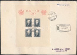 1937 Blokk Mi 4 A5-ös MéretÅ± Ajánlott Levélen / Mi Block 4 On Registered Cover... - Other & Unclassified