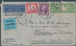 1936 Légi Levél / Airmail Cover Houston - Pladjoe (Sumatra) - Other & Unclassified