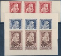 ** 1949 Sztálin (I.) Vágott  Sor 3-as Csíkban (18.000) / Mi 1066-1068  Imperforate Stripe Of 3 - Other & Unclassified