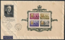 1947 Roosevelt Blokkpár 2 FDc-n New Yorkba Küldve /Mi Bl 10-11 Blockpair On 2 FDCs To New York - Other & Unclassified