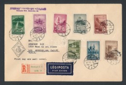 1947 Légiposta Ajánlott Légi FDC Los Angelesbe / Airmail Set Registered Arimail FDC To Los... - Other & Unclassified