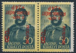 ** 1945 Béke I. 8P/50f Pár Fordított Felülnyomással, Elcsúszott... - Other & Unclassified