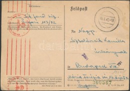 1942 Magyar Katona Német Tábori Posta Lapja Cenzúrázva Budapestre / Censored Postcard... - Other & Unclassified