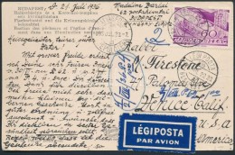 1936 Légi Képeslap Az USA-ba / Airmail Postcard To Venice, California - Other & Unclassified