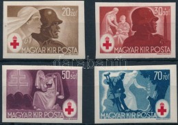 ** 1944 Vöröskereszt (III.) Vágott Sor (60.000) / Mi 749-752 Imperforate Set - Other & Unclassified