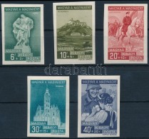 ** 1939 Magyar A Magyarért Vágott Sor (80.000) / Mi 593-597 Imperforate Set - Other & Unclassified