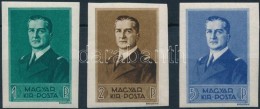 ** 1938 Kormányzói Arcképsor (I.) Vágott Sor (80.000) / Mi 565-567 Imperforate Set - Other & Unclassified