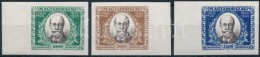 ** 1925 Jókai Mór (I.) ívszéli Vágott Sor (18.000) / Mi 398-400 Imperforate Set... - Other & Unclassified