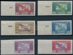 ** 1924 Ikarusz ívszéli Vágott Sor (20.000) / Mi 383-388 Imperforate Margin Set - Other & Unclassified