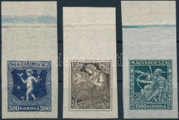 ** 1924 Jótékonyság (I.) Vágott Sor (18.000) / Mi 380-382 Imperforate Margin Set - Other & Unclassified