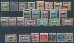 ** * O SHS 1918 27 Db Bélyeg, Közte Hadisegély 6f / 27 Stamps. Signed: Bodor - Other & Unclassified