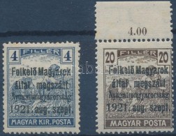 ** Nyugat-Magyarország I. 1921 Kiadatlan Arató 4f és Magyar Posta 20f / 4f, 20f Proof. Signed:... - Other & Unclassified