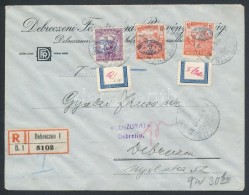 Debrecen 1919 Cenzúrás Helyi Ajánlott Levél Rajta I. Lemez Magyar Posta 10f  + II.... - Other & Unclassified