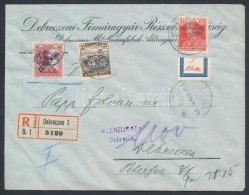 Debrecen 1919 Helyi Ajánlott Levél Rajta I. Lemez Károly 10f + II. Lemez 20f + 40f /... - Other & Unclassified