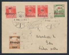 Baranya I. 1919 Arató 5f, 45f/2f és Károly 10f Pár Normál +10f Antikva '1'-sel... - Other & Unclassified