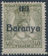 * Baranya I. 1919 Zita 40f Fekete Felülnyomással, Antikva Számokkal (96.000) / Mi 38 With... - Other & Unclassified