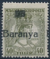 ** Baranya I. 1919 Zita 40f Fekete Felülnyomással (12.000) / Mi 38 Signed: Bodor - Other & Unclassified