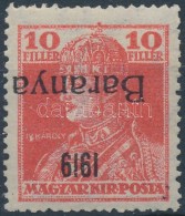 * Baranya I. 1919 Károly 10f Fordított Felülnyomással / Mi 35 With Inverted Overprint.... - Other & Unclassified