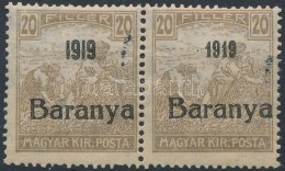 * Baranya I. 1919 Arató 20f Pár, Egyik érték Antikva Számokkal (45.000) / Mi 23... - Other & Unclassified