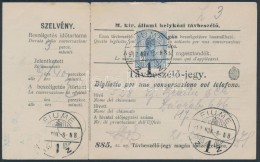 1912 Magyar-olasz NyelvÅ± TávbeszélÅ‘jegy 2K Bérmentesítéssel / Telephone Fee... - Other & Unclassified