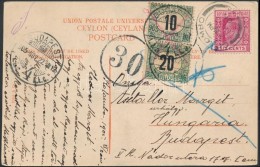 1905 Képeslap Ceylonból, Portózva / Postcard From Ceylon With Postage Due - Other & Unclassified