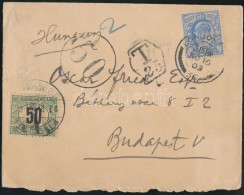 1903 Levél Angliából Számvízjeles 50f Portóval / Cover From England With... - Other & Unclassified