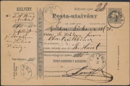 1875 5kr Postautalvány 3 Klf Bélyegzéssel / PS-money Order 'NYITRA' - Huszt - Other & Unclassified