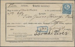 1873 Réznyomat 10kr Tértivevényen / Mi 11 On Retour Recepisse 'MISKOLCZ' - 'SZEGED' - Sonstige & Ohne Zuordnung