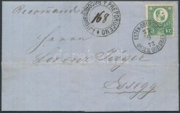 1872 Réznyomat 3kr Helyi Ajánlott Levélen, Hátoldali 5kr Hiányzik / Mi 9 On... - Other & Unclassified