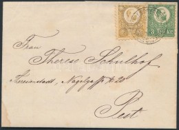 1871 Réznyomat 2kr + 3kr Levélen / Mi 8 + 9 On Cover 'ESZÉK OBERSTADT OSIEG GOR. GRAD' -... - Other & Unclassified