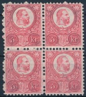 ** 1883 Újnyomat 5kr Postatiszta! Négyestömb / Reprint ND 10 MNH Block Of 4 - Other & Unclassified