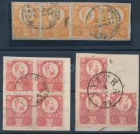 1871 3 Réznyomat Kivágás: 4x2kr, 5kr Hármas Ill. Négyestömb / 3 Cuttings... - Other & Unclassified