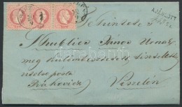 1869 5kr Hármascsík Ajánlott Levélen / Stripe Of 3 On Registered Cover... - Other & Unclassified