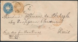 1866 10kr + 15kr Levélen / On Cover 'RAAB' - 'WIEN' Paris - Other & Unclassified