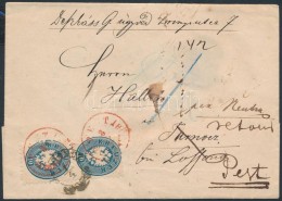 1864 2 X 10kr Ajánlott Levélen / On Registered Cover Piros / Red 'PEST / RECOMANDIRT'... - Other & Unclassified