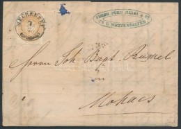 1864 15kr Levélen / On Cover 'MECZENZÉF' - 'KASCHAU' - 'PESTH' - Mohács - Other & Unclassified