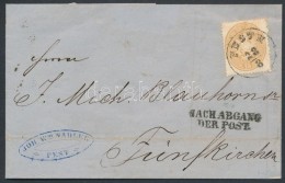 1863 15kr Levélen / On Cover 'PESTH' + 'NACH ABGANG DER POST' - 'FÜNFKIRCHEN' - Other & Unclassified