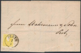 1861 2kr II. élénksárga / Yellow Levélen / On Cover 'PESTH' Signed: Ferchenbauer - Other & Unclassified